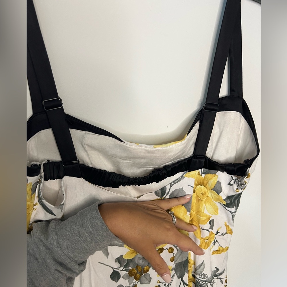 Anthropologie Yellow Floral Midi Dress Sz 10 - Picture 3 of 5